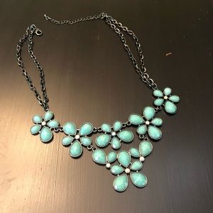 Blue flower statement necklace